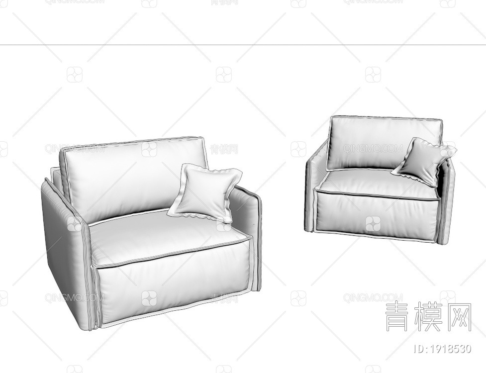 真皮单人沙发3D模型下载【ID:1918530】