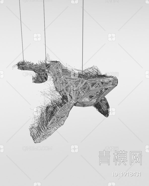 鲸鱼雕塑装置 装饰美陈 吊灯 展厅3D模型下载【ID:1918431】