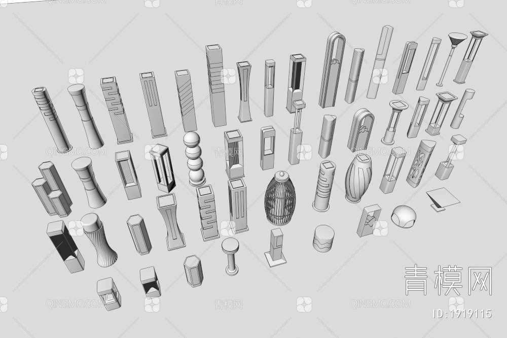 景观灯 户外灯 景观灯组合 草坪 草地路灯 花园室外 庭院灯3D模型下载【ID:1919115】