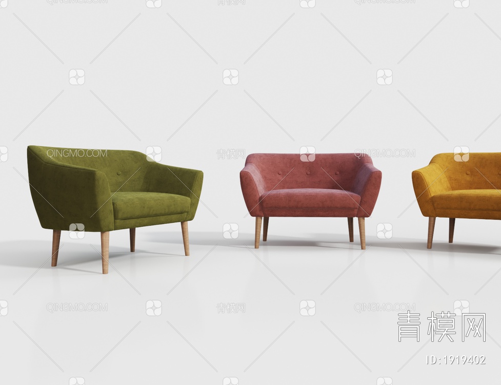 布艺单人沙发3D模型下载【ID:1919402】