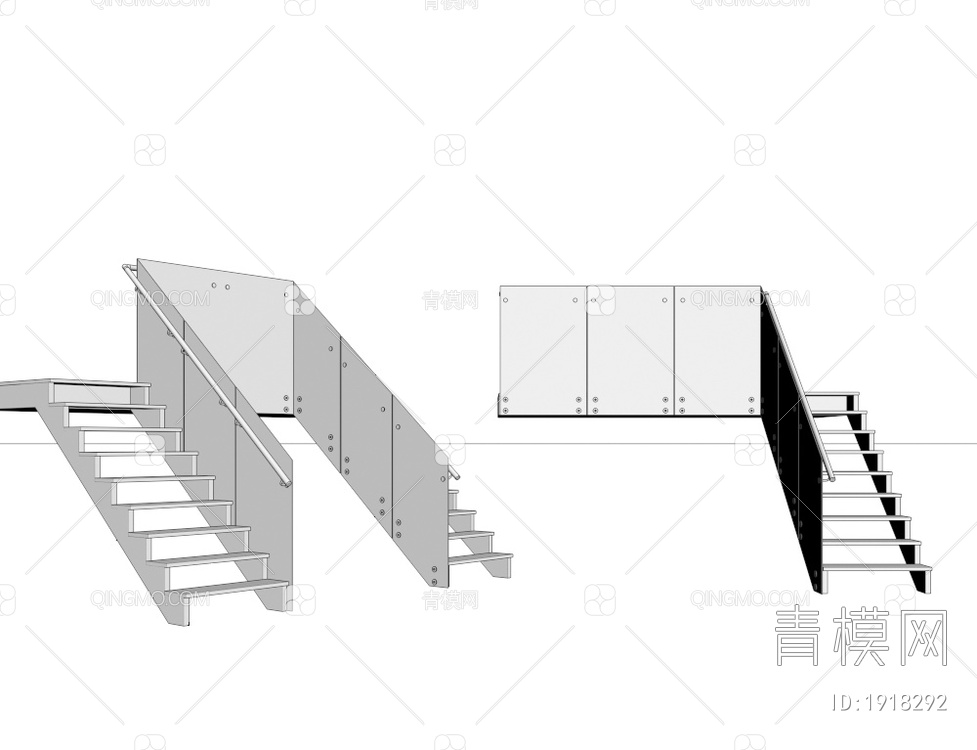 玻璃扶手楼梯3D模型下载【ID:1918292】