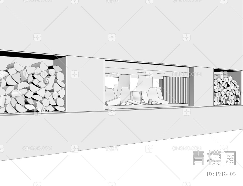 室内玻璃壁炉3D模型下载【ID:1918405】