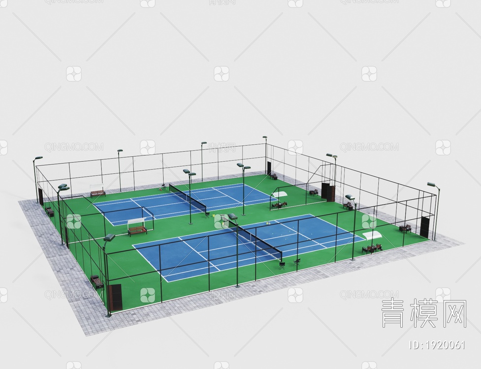 室外网球场3D模型下载【ID:1920061】