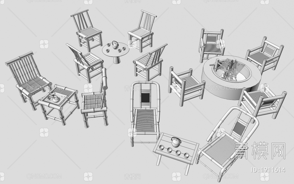 休闲桌椅3D模型下载【ID:1911614】