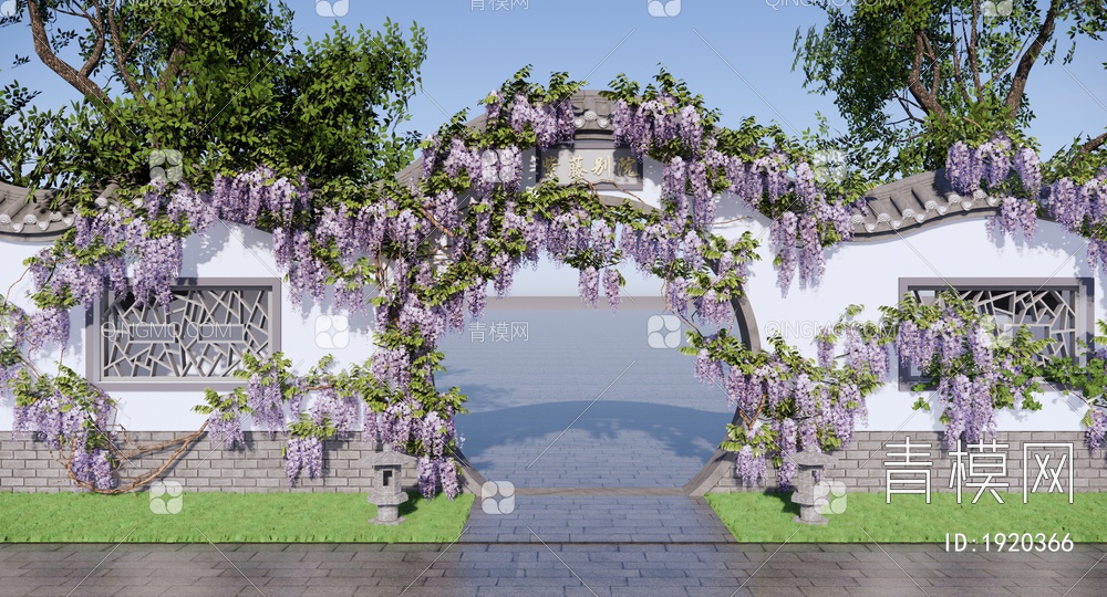紫藤萝庭院花园SU模型下载【ID:1920366】
