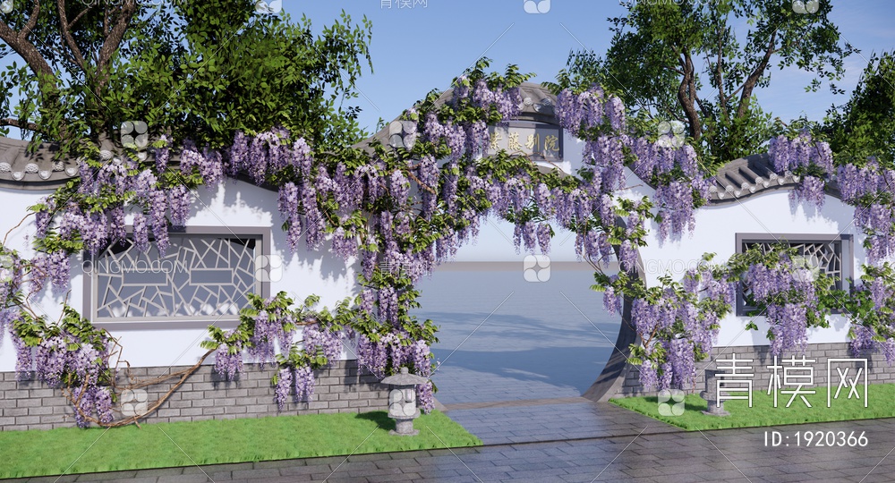 紫藤萝庭院花园SU模型下载【ID:1920366】
