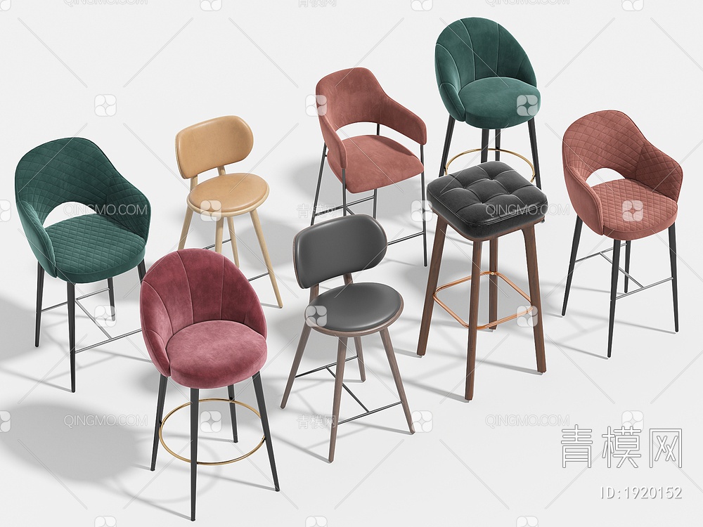 吧椅 吧凳 高脚凳 休闲椅 椅子 凳子3D模型下载【ID:1920152】