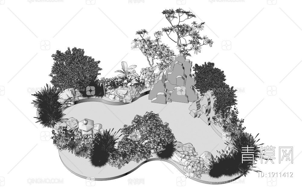 假山水景3D模型下载【ID:1911412】