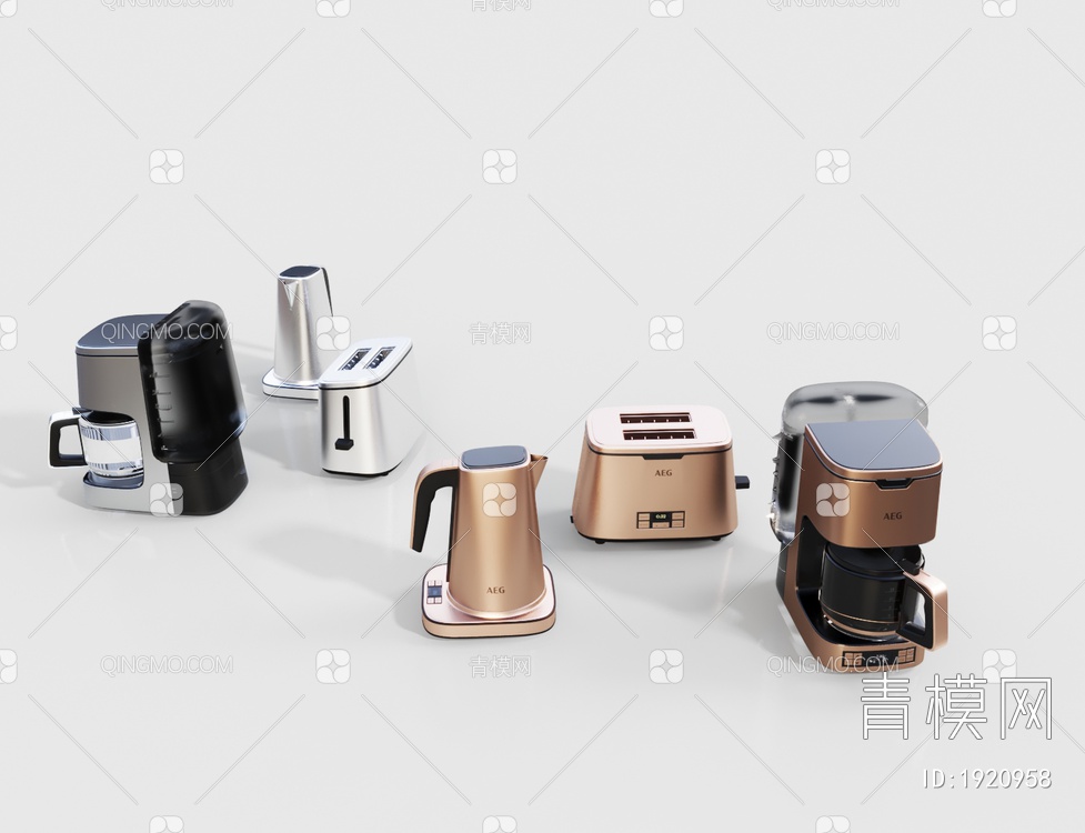 咖啡机 面包机 水壶3D模型下载【ID:1920958】