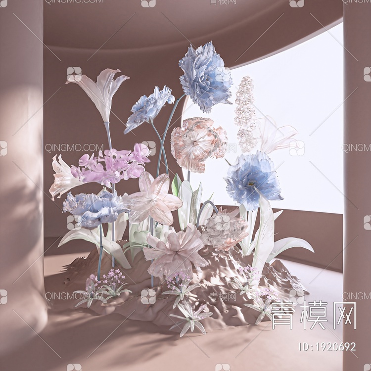 花卉艺术雕塑装置3D模型下载【ID:1920692】