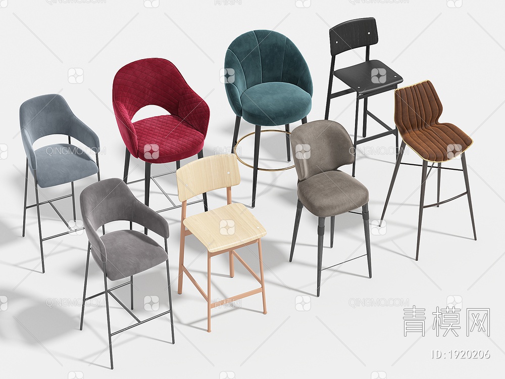 吧椅 吧凳 高脚凳 休闲椅 椅子 凳子3D模型下载【ID:1920206】