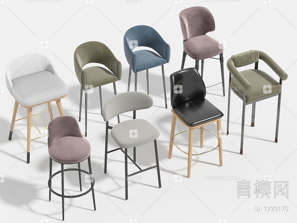 吧椅 吧凳 高脚凳 休闲椅 椅子 凳子3D模型下载【ID:1920170】