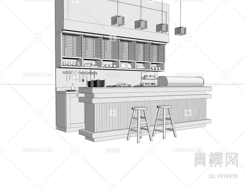 料理吧台3D模型下载【ID:1919439】