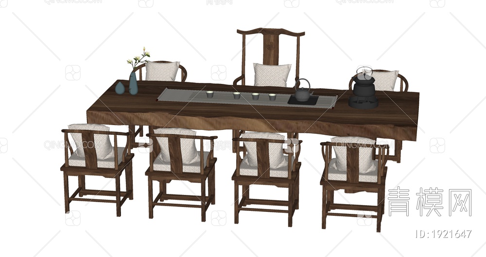 茶桌椅组合SU模型下载【ID:1921647】