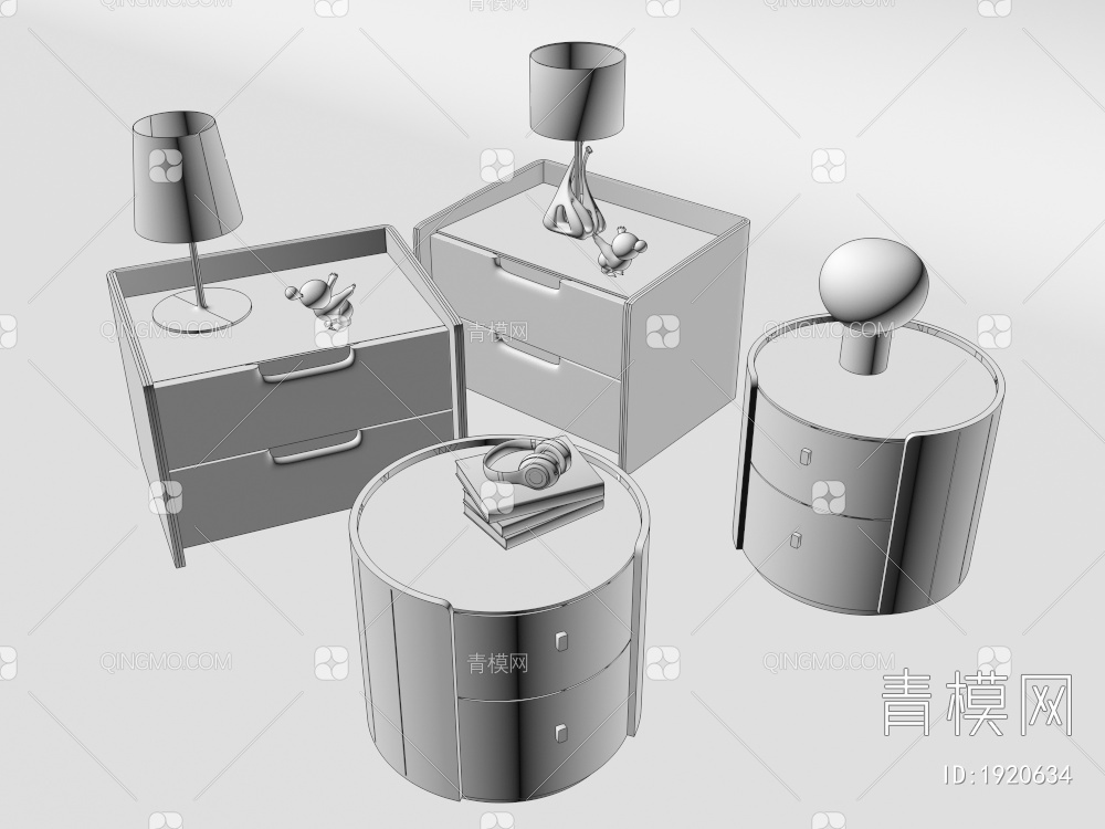 床头柜组合3D模型下载【ID:1920634】