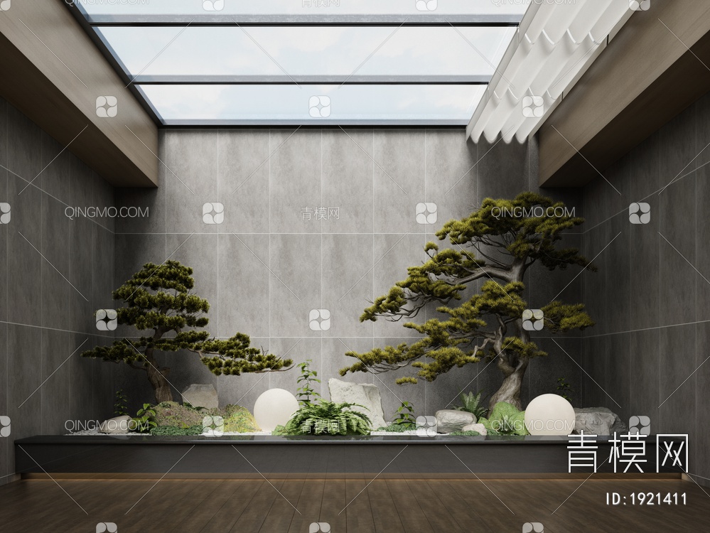 室内造景 植物堆 绿植堆 松树3D模型下载【ID:1921411】
