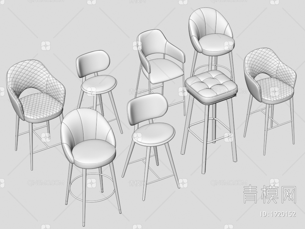 吧椅 吧凳 高脚凳 休闲椅 椅子 凳子3D模型下载【ID:1920152】