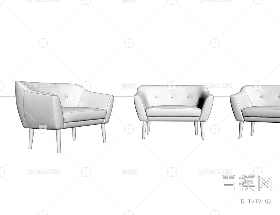布艺单人沙发3D模型下载【ID:1919402】