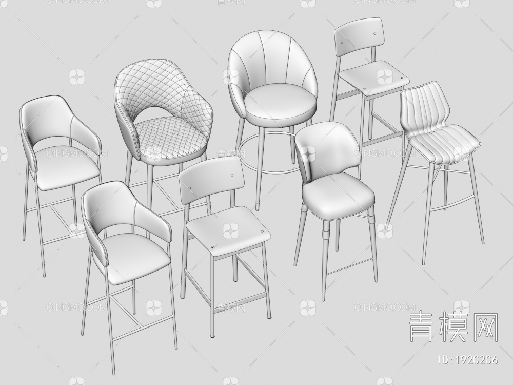 吧椅 吧凳 高脚凳 休闲椅 椅子 凳子3D模型下载【ID:1920206】