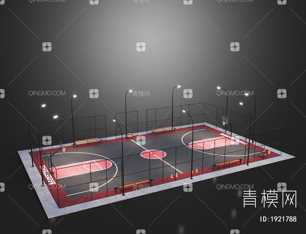 室外篮球场3D模型下载【ID:1921788】
