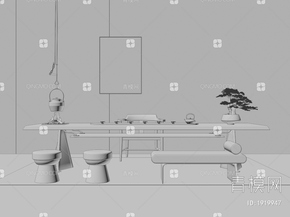 茶桌椅3D模型下载【ID:1919947】