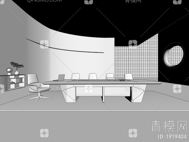 办公会议桌 会议椅子 公共办公会议室3D模型下载【ID:1919404】