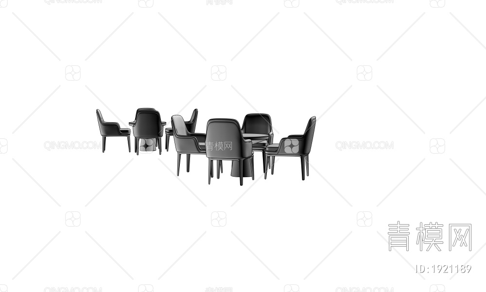 4人茶桌椅组合3D模型下载【ID:1921189】