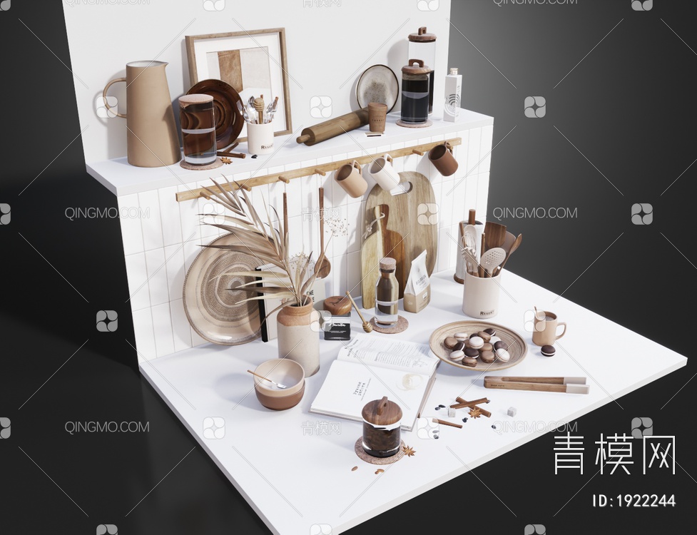 餐具 调料品 砧板 厨房用品3D模型下载【ID:1922244】