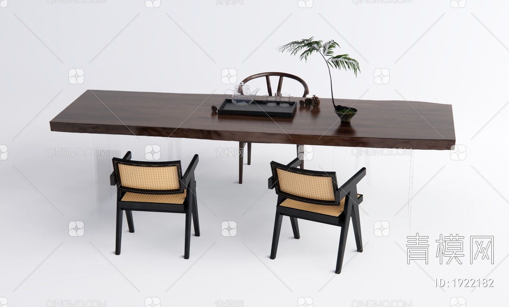 茶桌椅组合SU模型下载【ID:1922182】