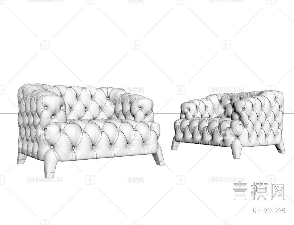 布艺单人沙发3D模型下载【ID:1921225】