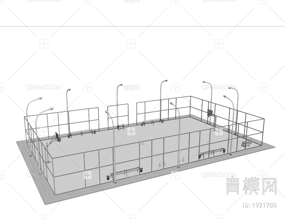 室外篮球场3D模型下载【ID:1921788】
