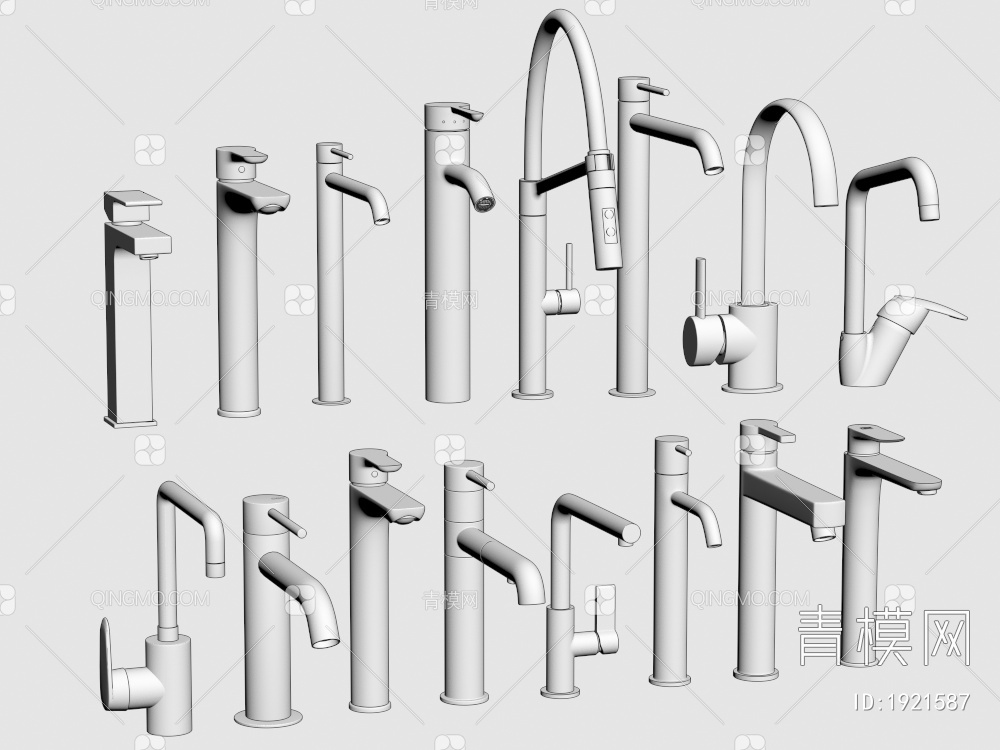 水龙头 不锈钢水龙头 台盆龙头 水槽龙头 嵌入式水龙头3D模型下载【ID:1921587】