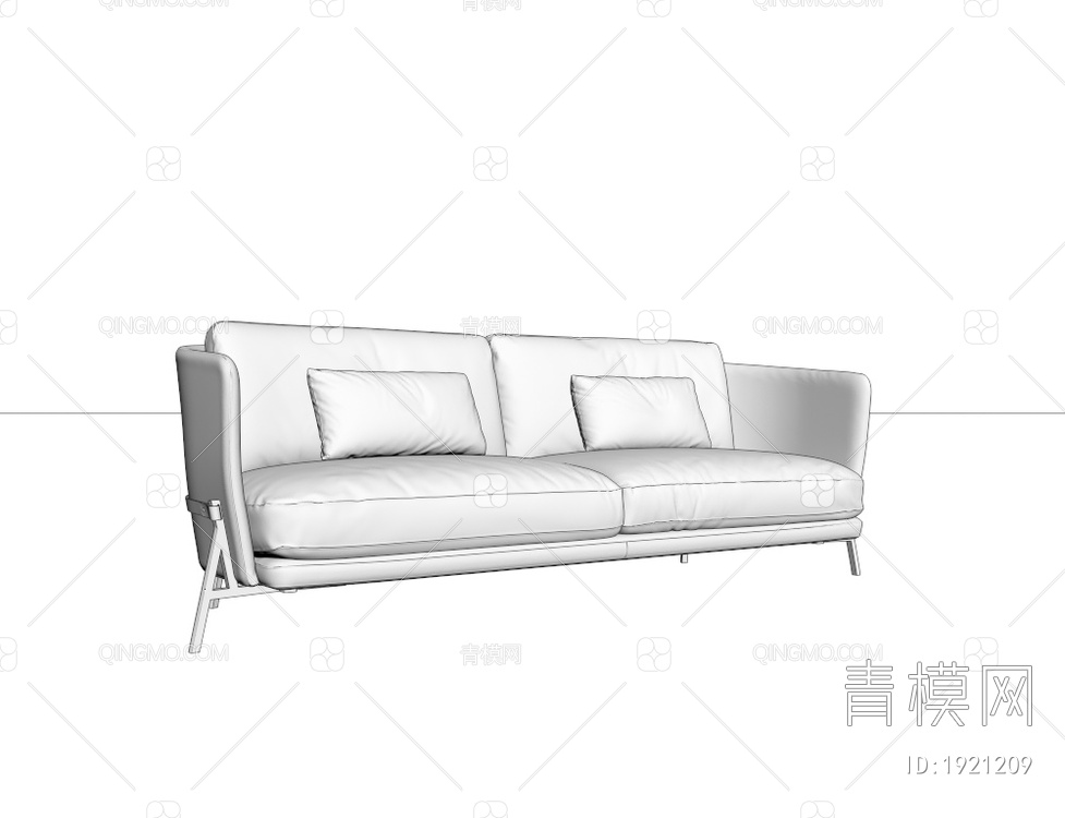 红色绒布双人沙发3D模型下载【ID:1921209】