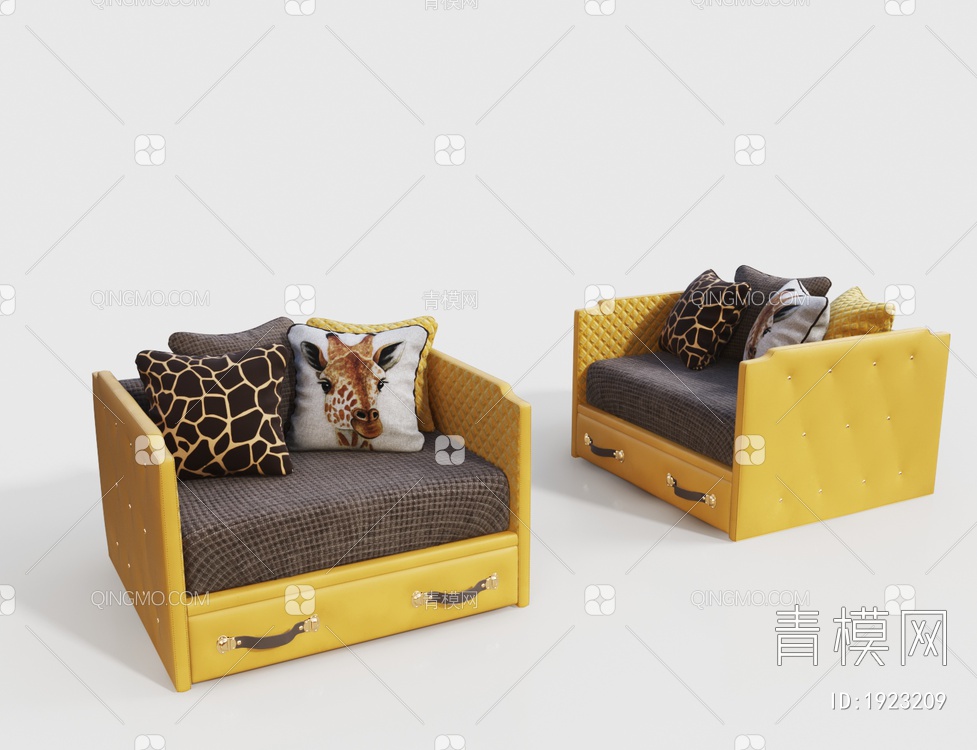 黄色收纳单人沙发3D模型下载【ID:1923209】
