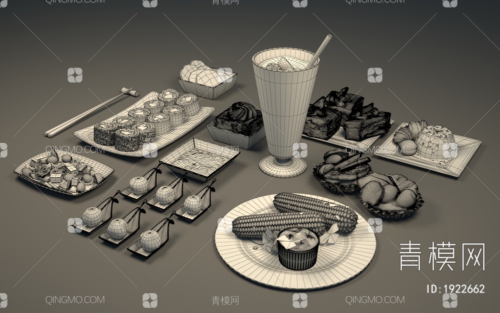 食物组合3D模型下载【ID:1922662】
