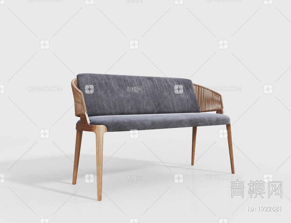 原木休闲长椅 靠椅3D模型下载【ID:1922681】