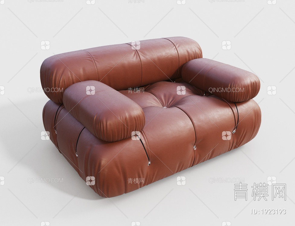 橙色真皮单人沙发3D模型下载【ID:1923193】