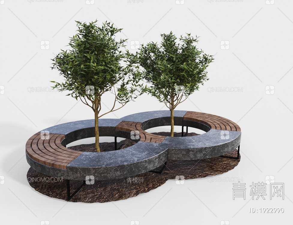 户外花坛公共椅3D模型下载【ID:1922990】
