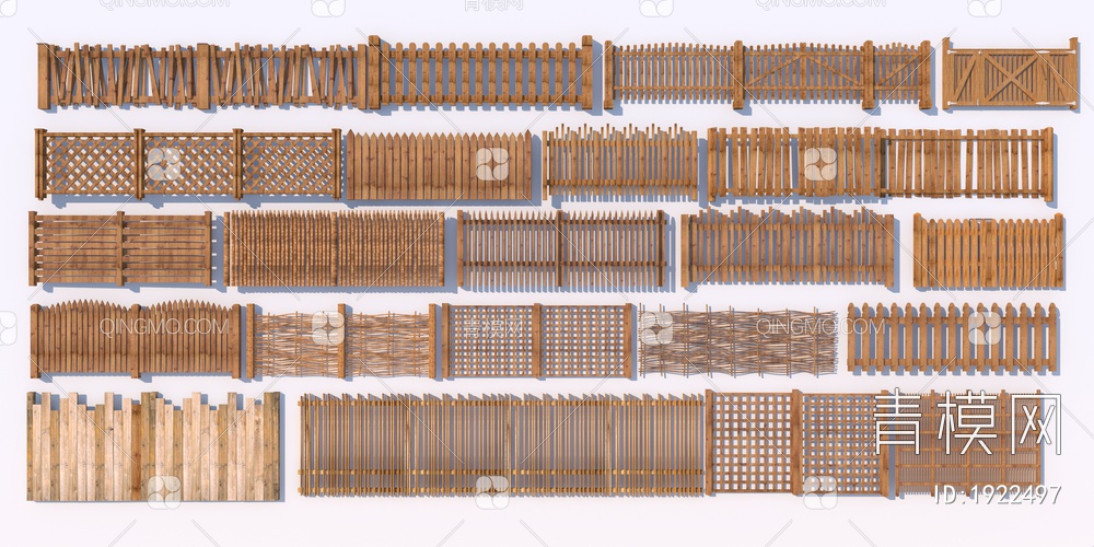 栅栏_木篱笆3D模型下载【ID:1922497】