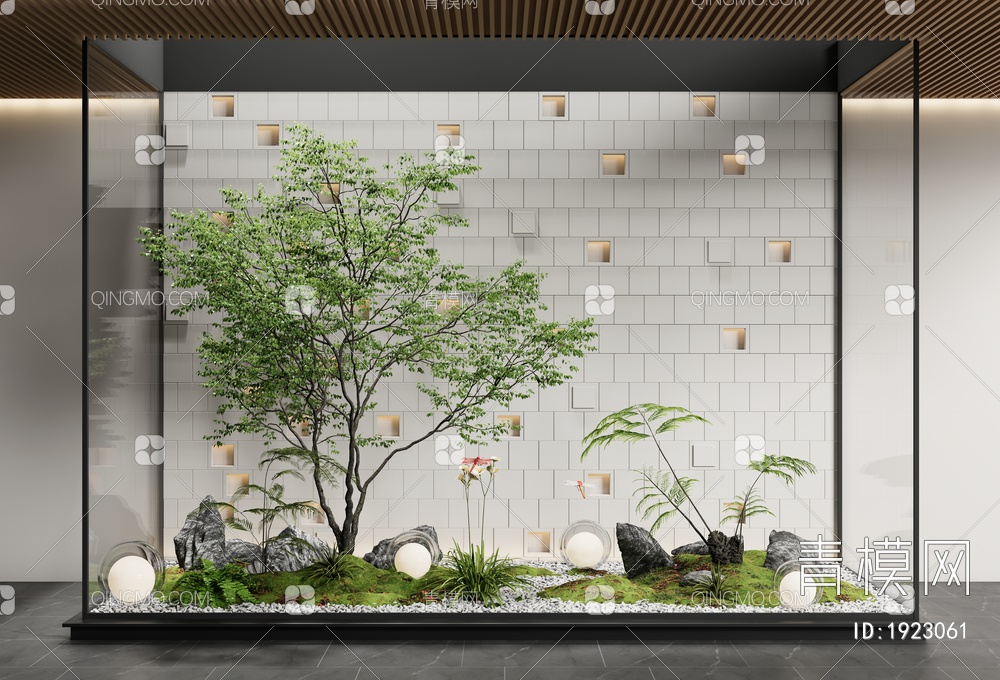 庭院小品 室内景观造景 景观树 蕨类植物 微地形3D模型下载【ID:1923061】
