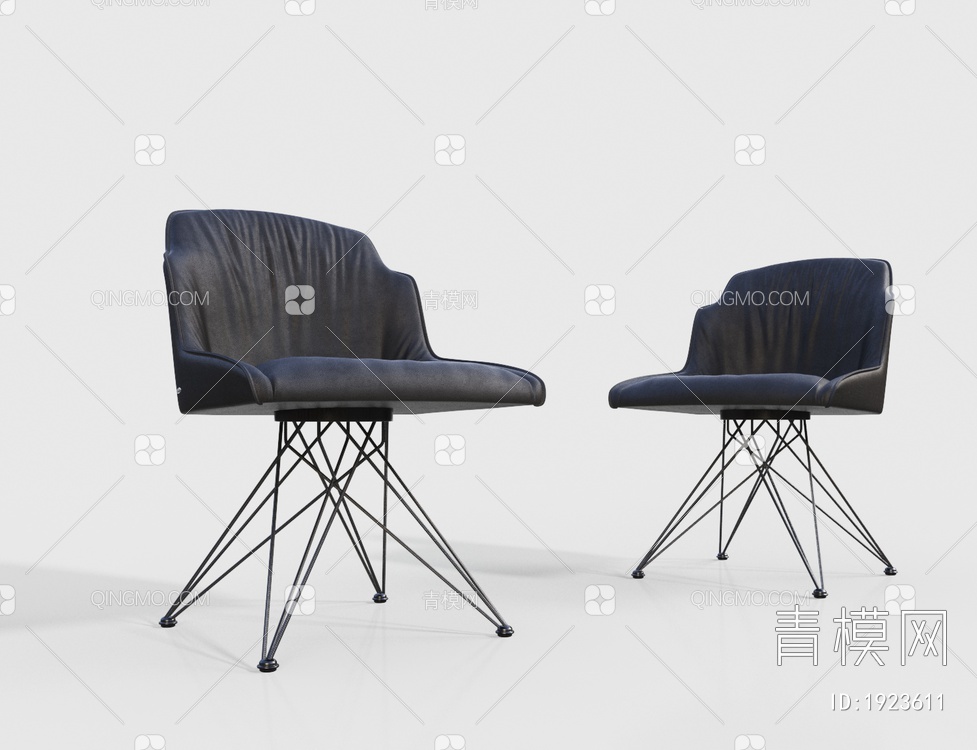 黑色真皮休闲椅3D模型下载【ID:1923611】