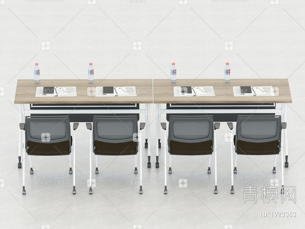学校培训桌椅，会议条桌，折叠长条桌，报告厅活动桌椅3D模型下载【ID:1923363】