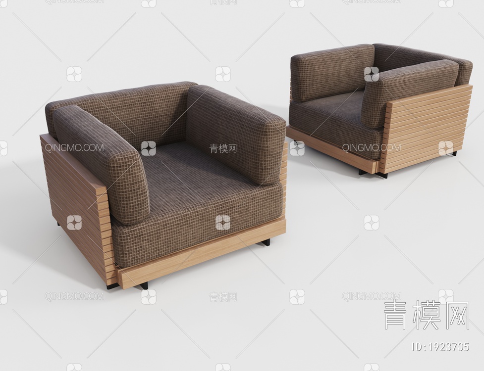 棕色单人沙发3D模型下载【ID:1923705】