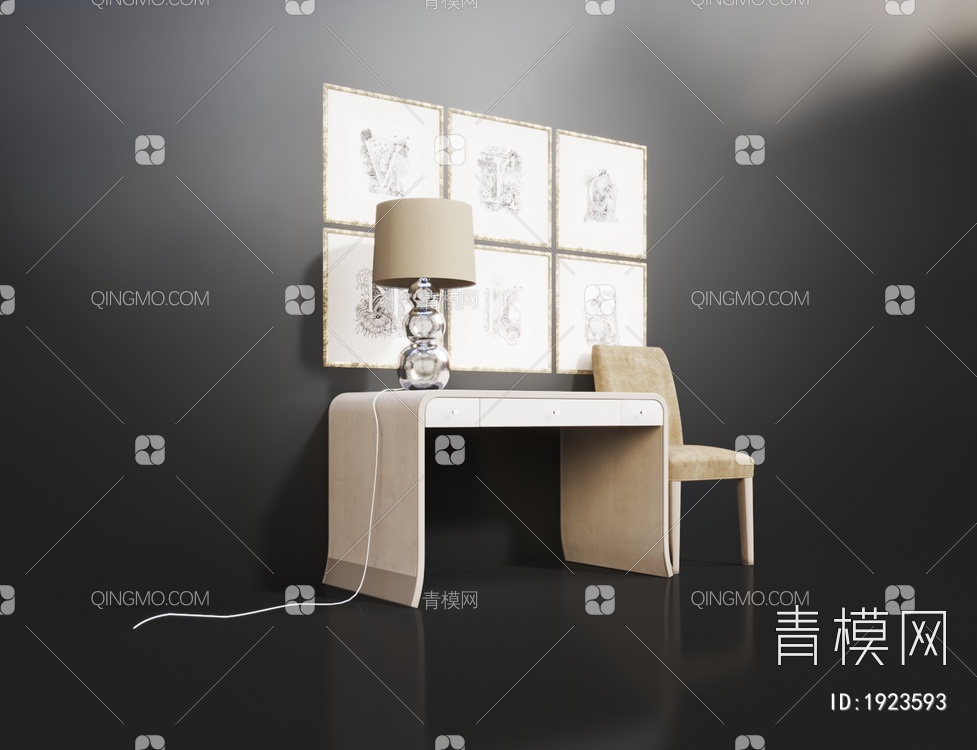 书桌椅3D模型下载【ID:1923593】