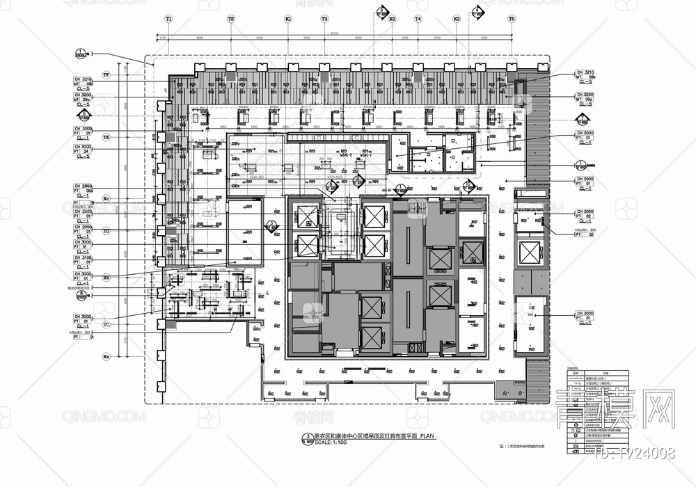 某酒店康体健身中心施工图 康体 健身 更衣室【ID:1924008】