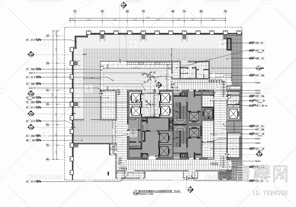 某酒店康体健身中心施工图 康体 健身 更衣室【ID:1924008】