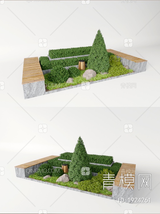 组团小景  景观植物堆 公园小景组合 庭院小景植物组团3D模型下载【ID:1924261】
