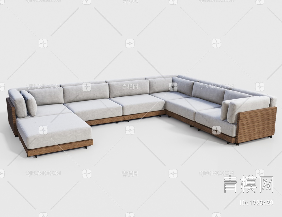 白色转角沙发 多人沙发3D模型下载【ID:1923420】