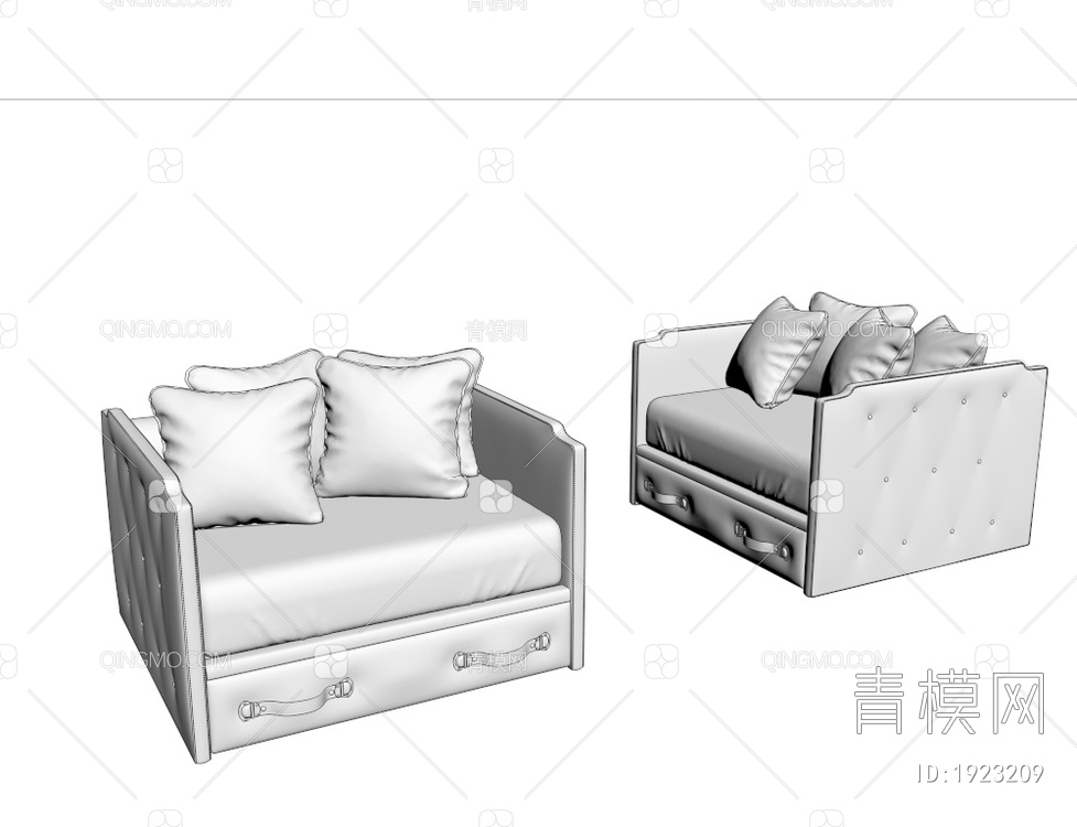 黄色收纳单人沙发3D模型下载【ID:1923209】