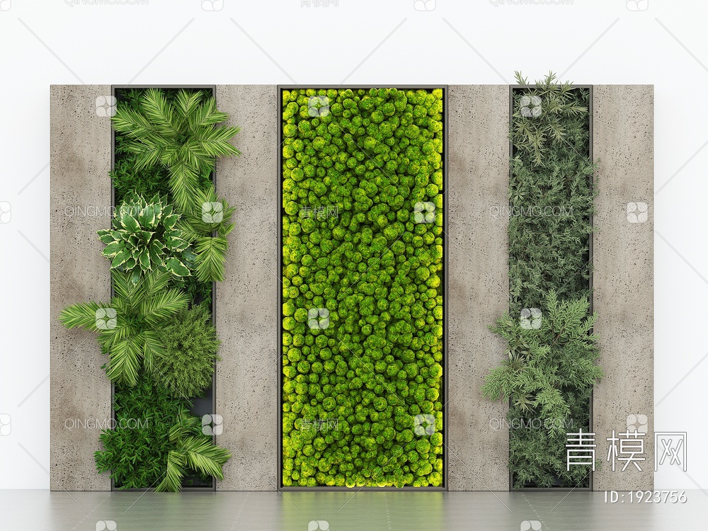 景墙，绿植墙，屏风隔断墙，植物墙，造景墙3D模型下载【ID:1923756】